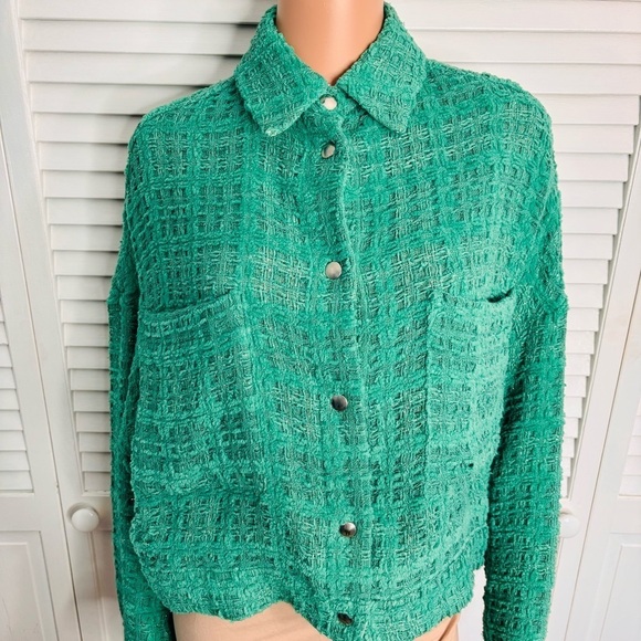 IRO Ezro Tweed Green Jacket Size S - Picture 3 of 10